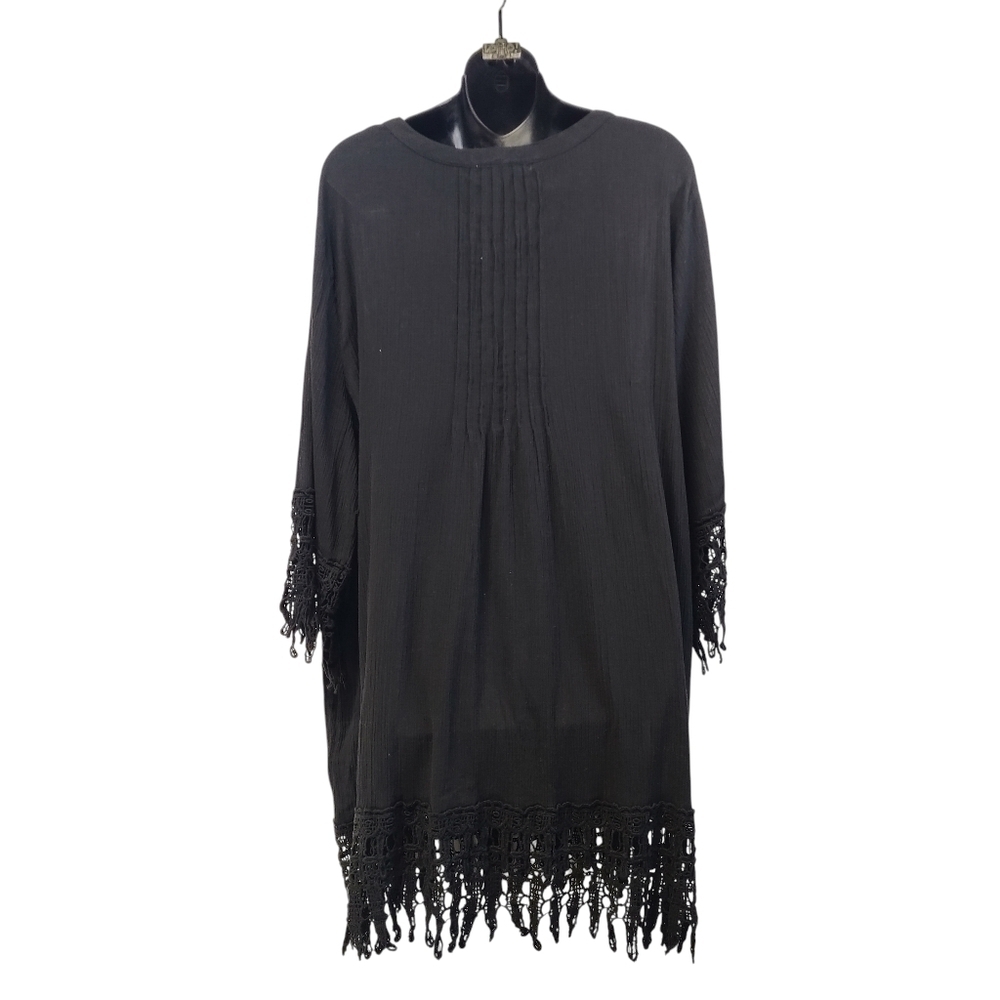 swimsuitsforall Women's Plus Size Crochet Trim Cover Up Black Size Large - Picture 5 of 13